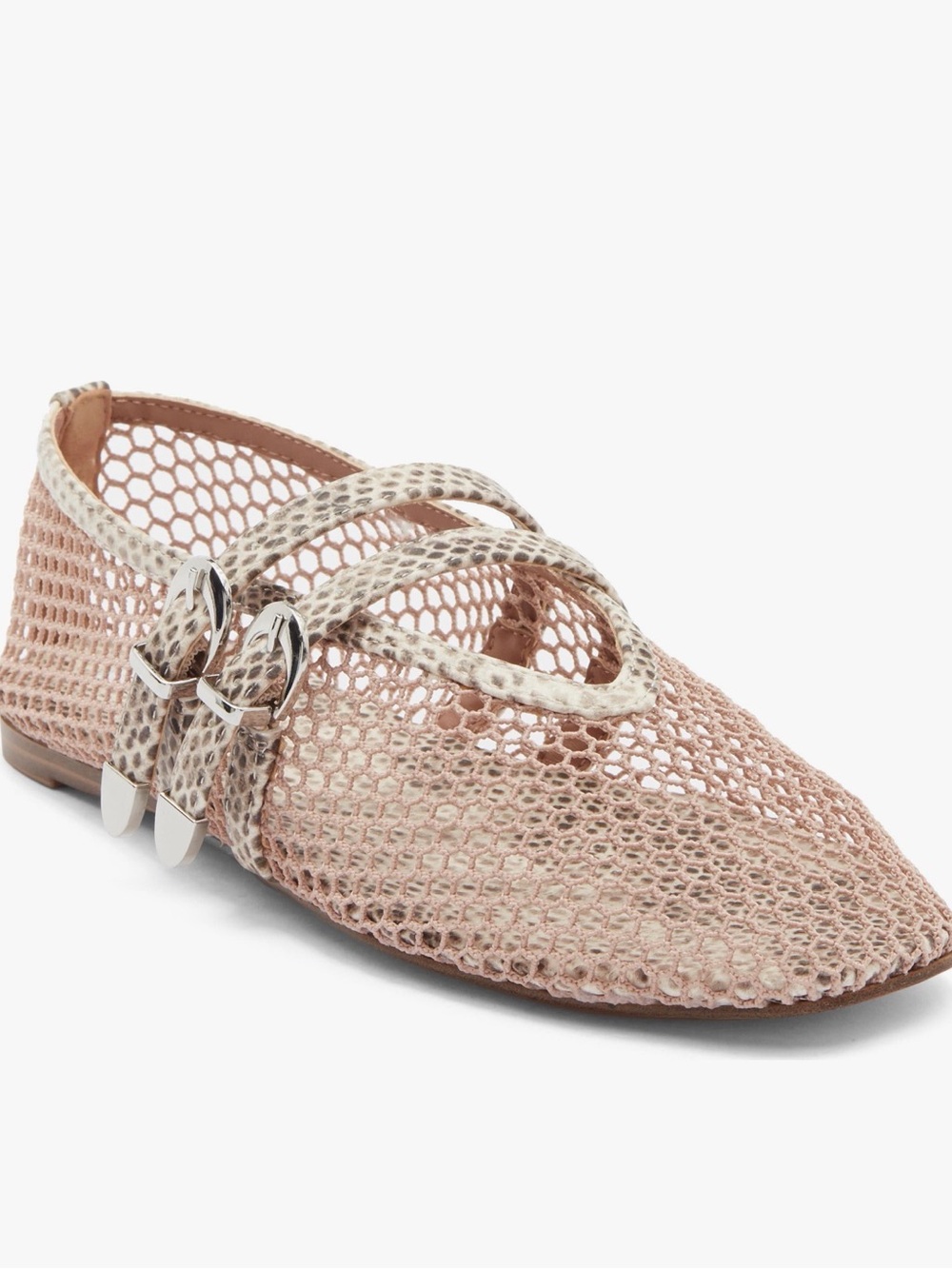 Steve Madden Blush Mesh Pointed Double-Buckle Flat